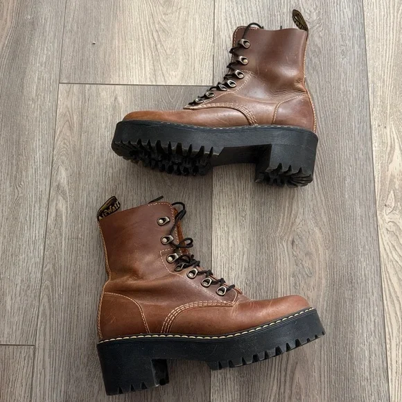 Dr Martens Leona Butterscotch Hiker Platform boots Size 8 - Picture 4 of 5